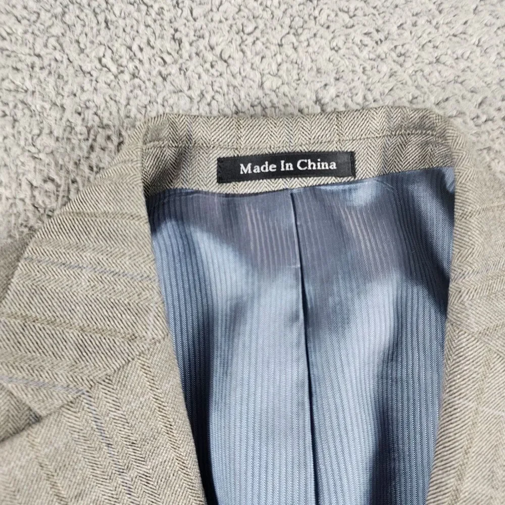 Pendleton Blazer Mens 42L Long Gray Wool Herringbone Sport Coat Jacket 2 Button